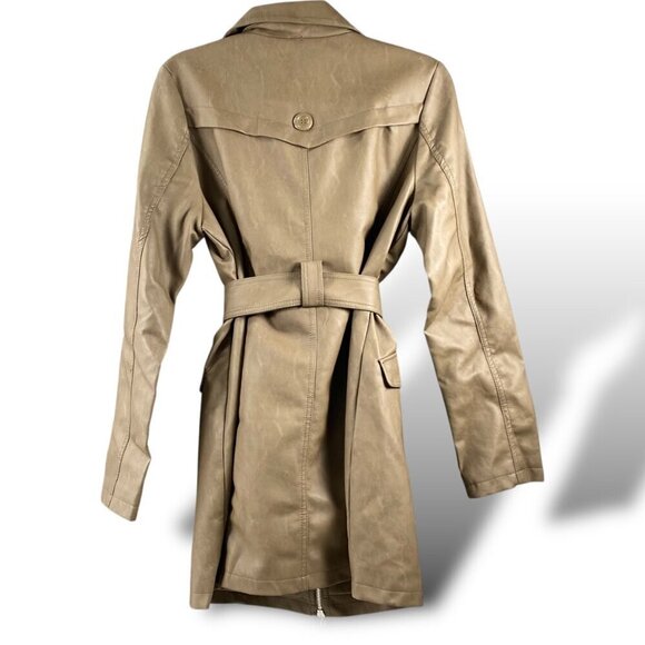 Ci Sono by Cavalini Jacket Womens Sz M Brown Faux Leather Belted Collar Jacket - Picture 6 of 9